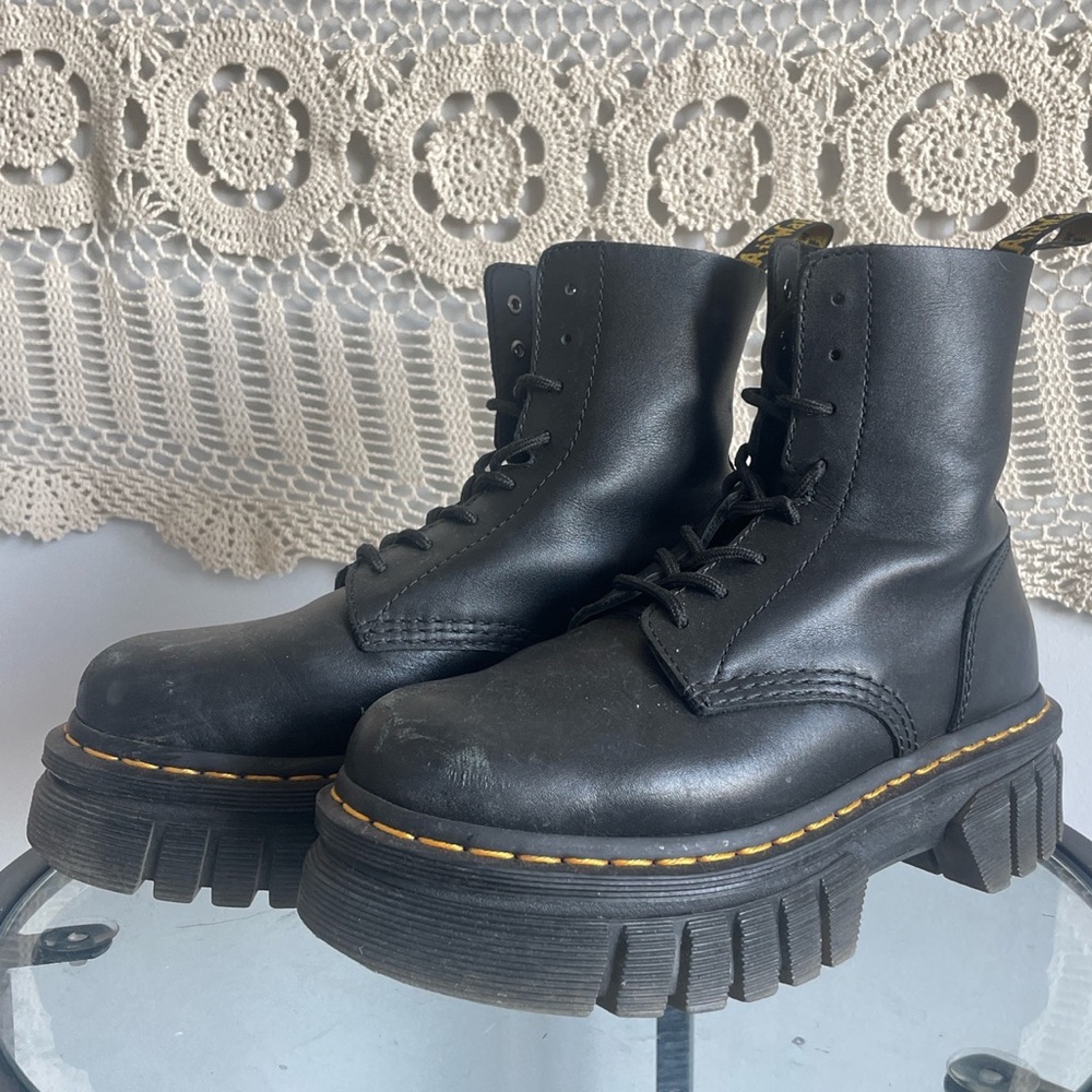 Dr. Martens AUDRICK NAPPA LEATHER PLATFORM ANKLE BOOTS
